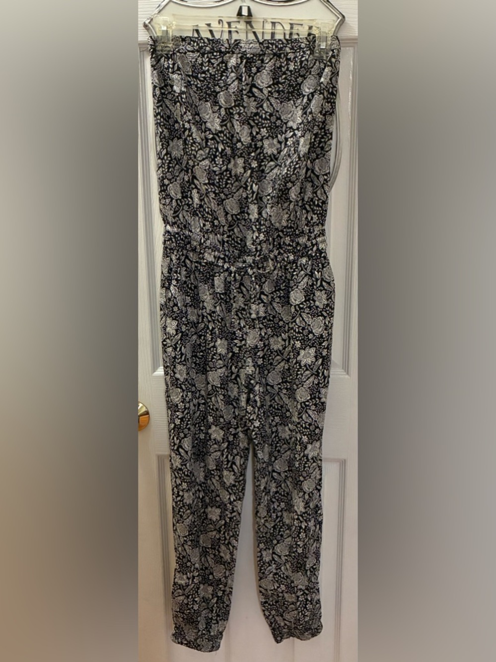 Talula Black & White Floral Strapless Jumpsuit Romper